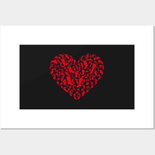 Red heart with shoe silhouettes Posters and Art